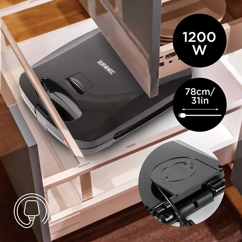 3-in-1 Snack Maker 1200W Waffle Toastie Grill Press Removable Plates