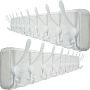 Rustic White Wall Mounted Coat Rack 2 Pack 98cm | 10 Triple Hooks Wooden Hanger