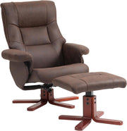 Dark Brown Recliner Armchair with Footstool Adjustable Lounge Chair for Bedroom