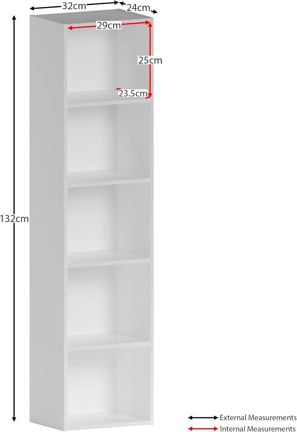 5 Tier White Wooden Cube Bookcase Small Storage Shelf for Living Room Office