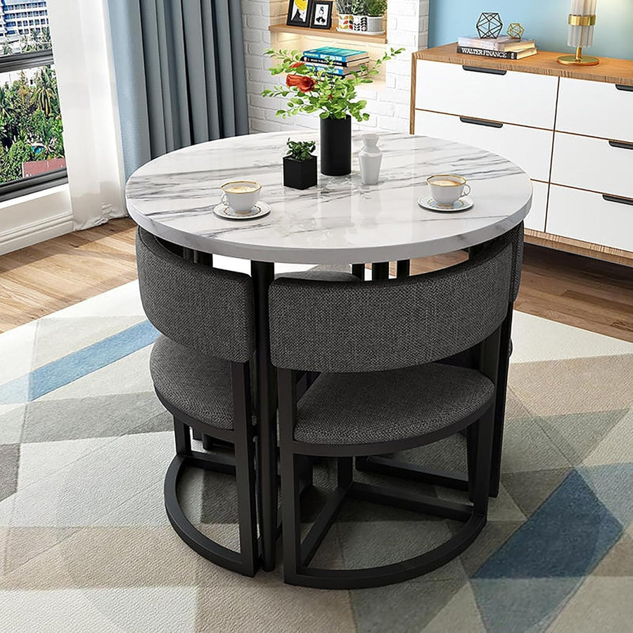 Round Office Meeting Table & Chairs Set – 5-Piece Compact Negotiation Desk 80cm
