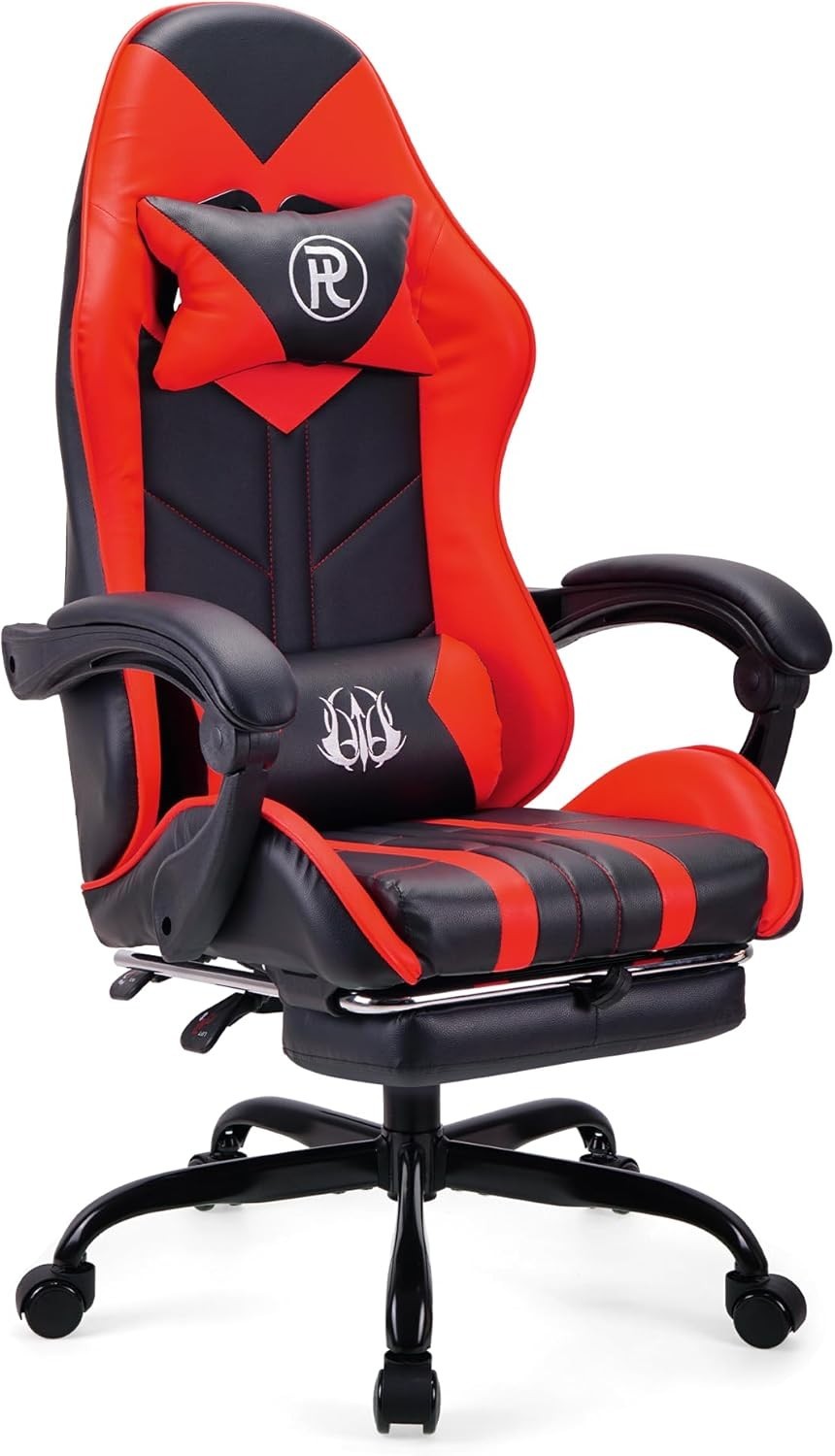 Ergonomic Red Gaming Chair Office Computer Racing Seat Adjustable Foot Rest New