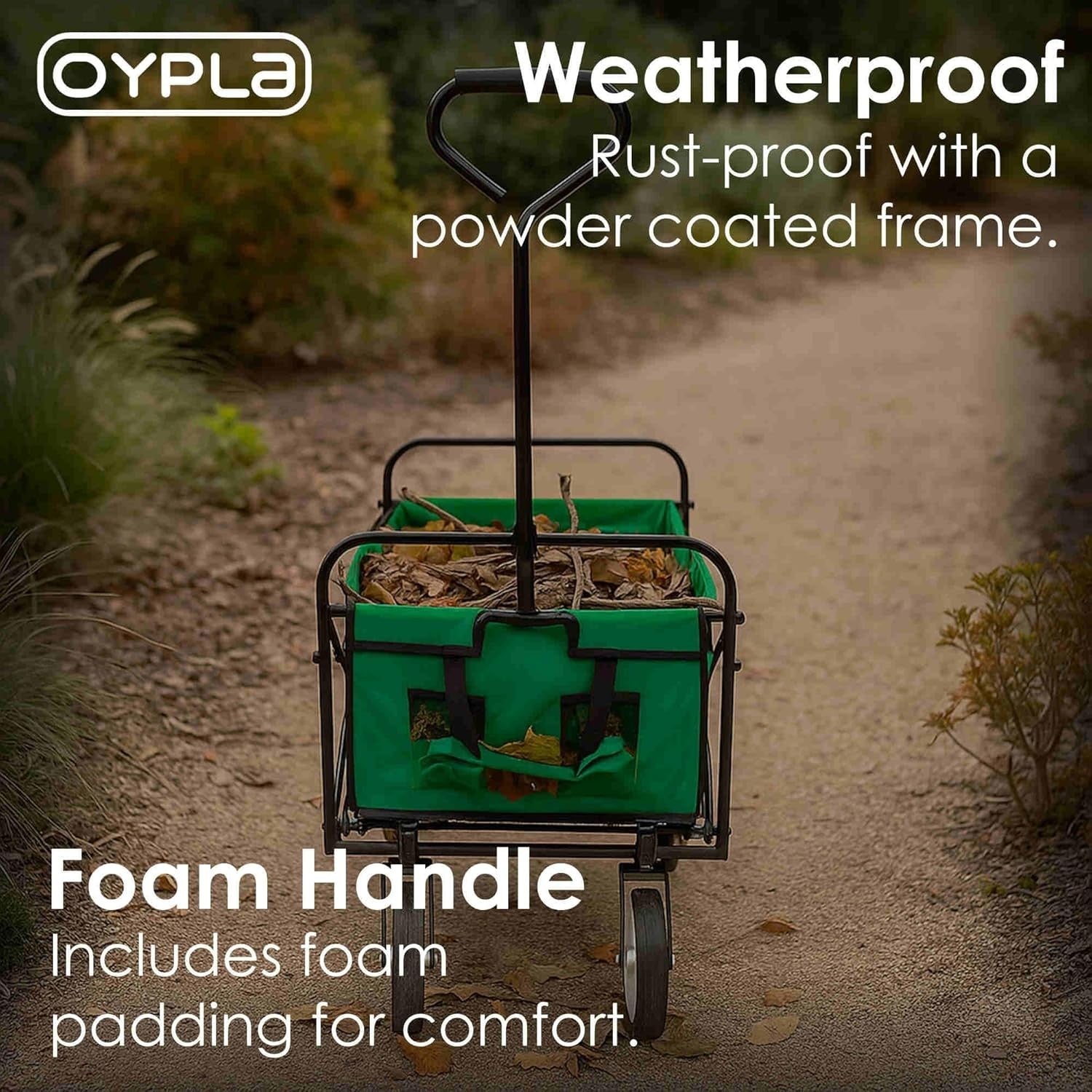 Heavy Duty Foldable Garden Festival Trolley Wagon Cart 70kg Capacity – Green
