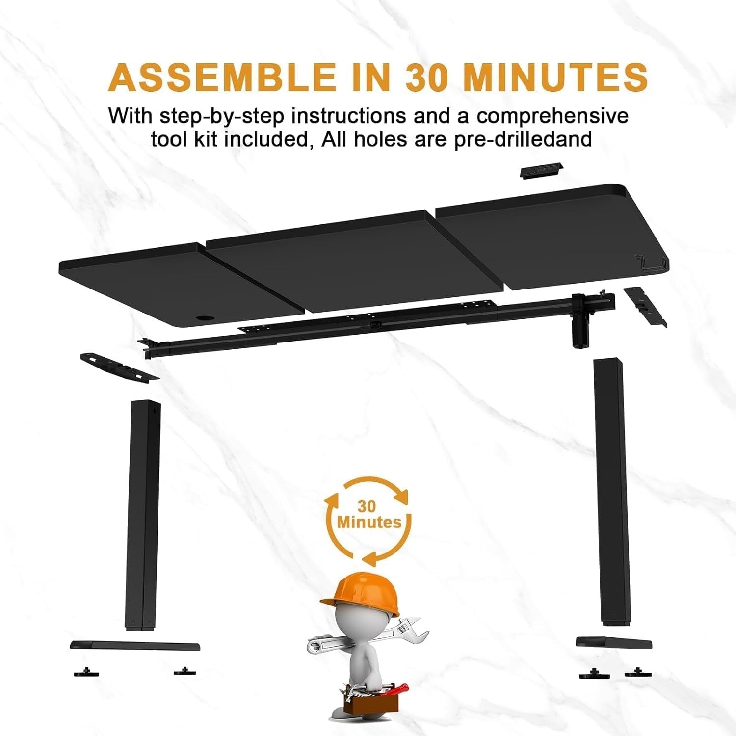 Flamaker 140x60cm Electric Adjustable Desk | Black Sit Stand Office Workstation