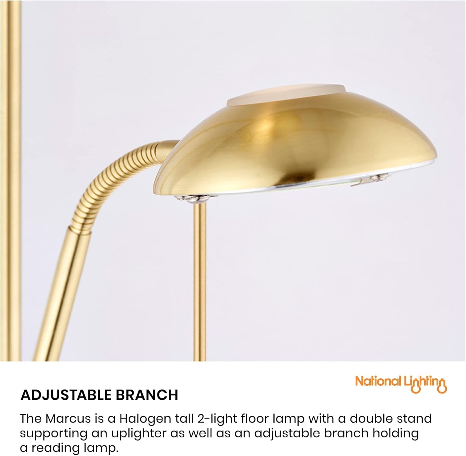 Mother & Child Uplighter Floor Lamp Satin Brass Reading Light Dimmable