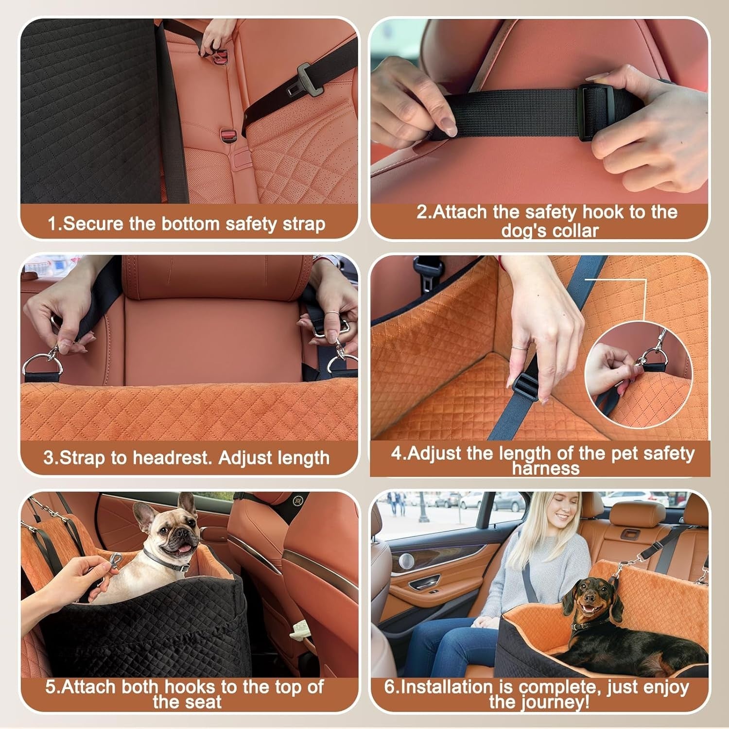 Large Dog Booster Car Seat Memory Foam Travel Bed Washable 25kg