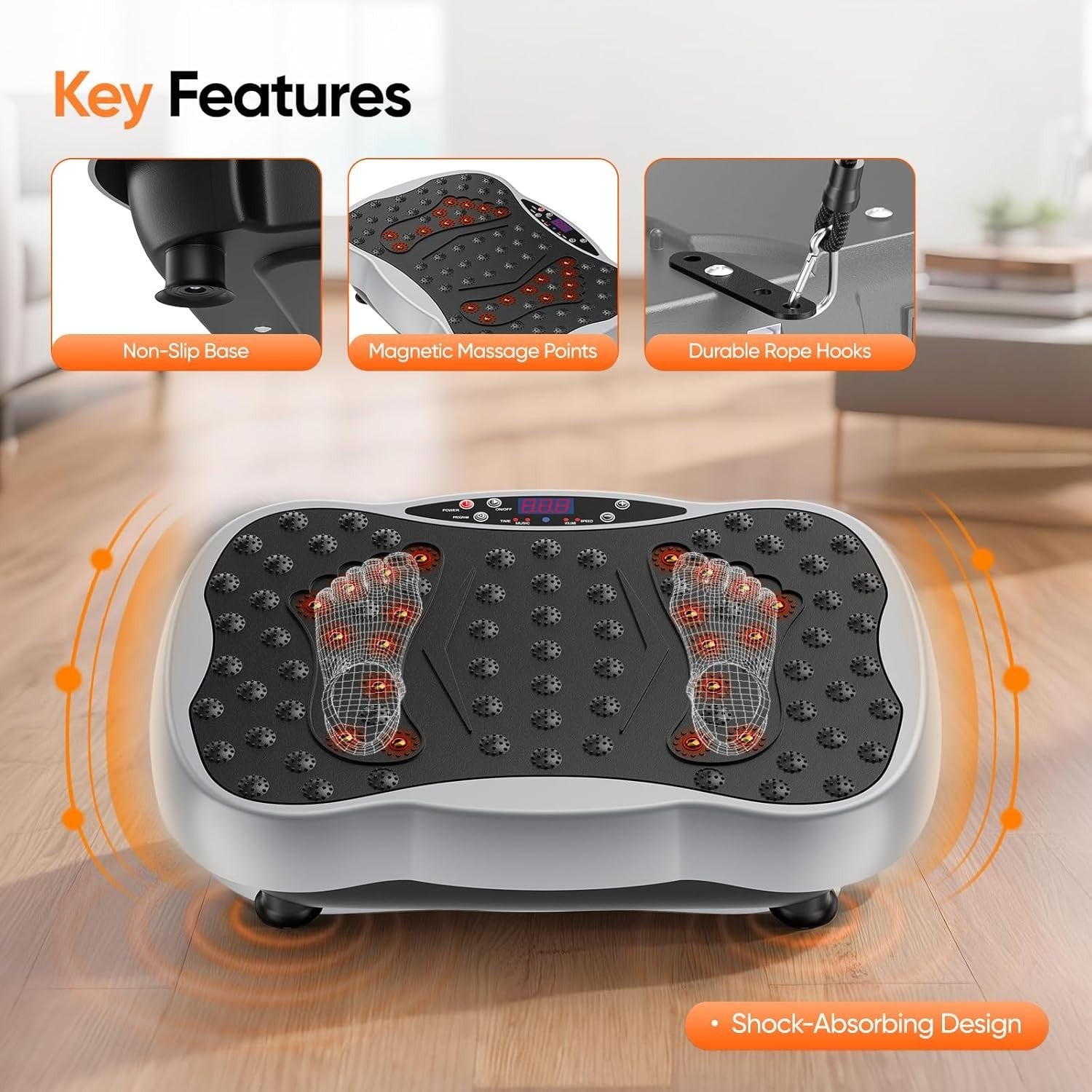 Black Vibration Plate Exercise Machine for Weight Loss & Lymphatic Drainage