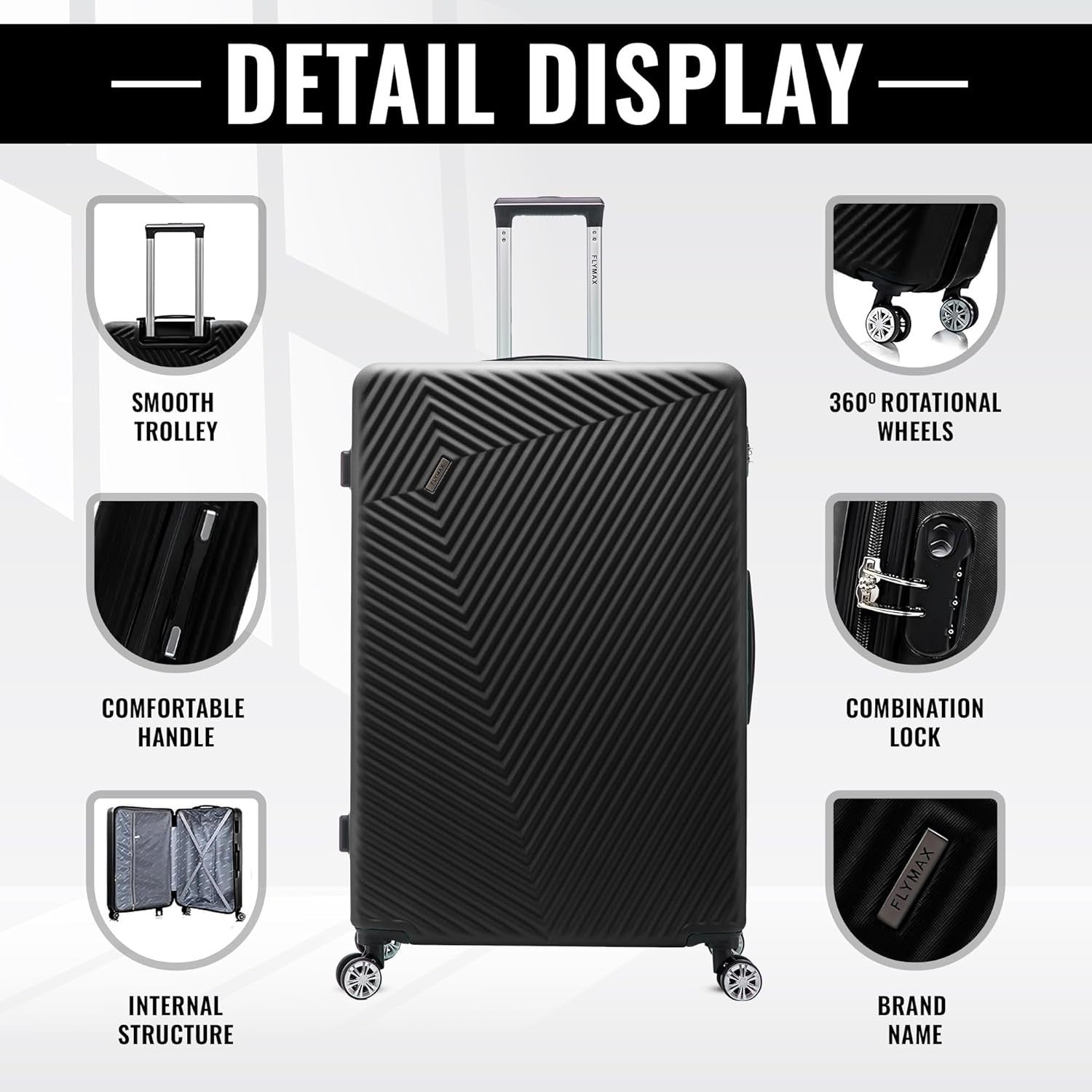 Large 29” Check-In Suitcase ABS Hard Shell 4 Wheel Spinner 100L Lock