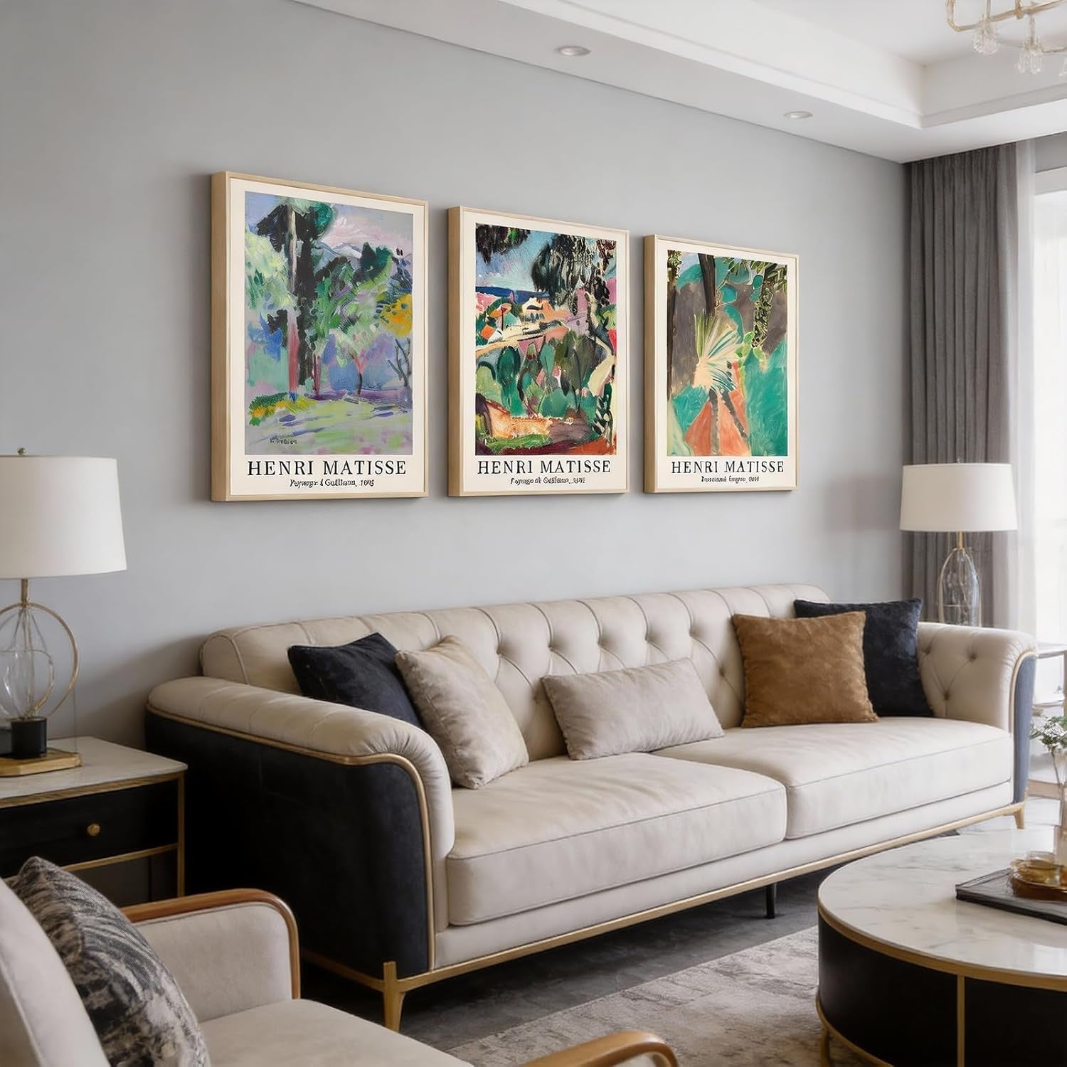 Matisse Style Framed Wall Art Set of 3 30x40cm Abstract