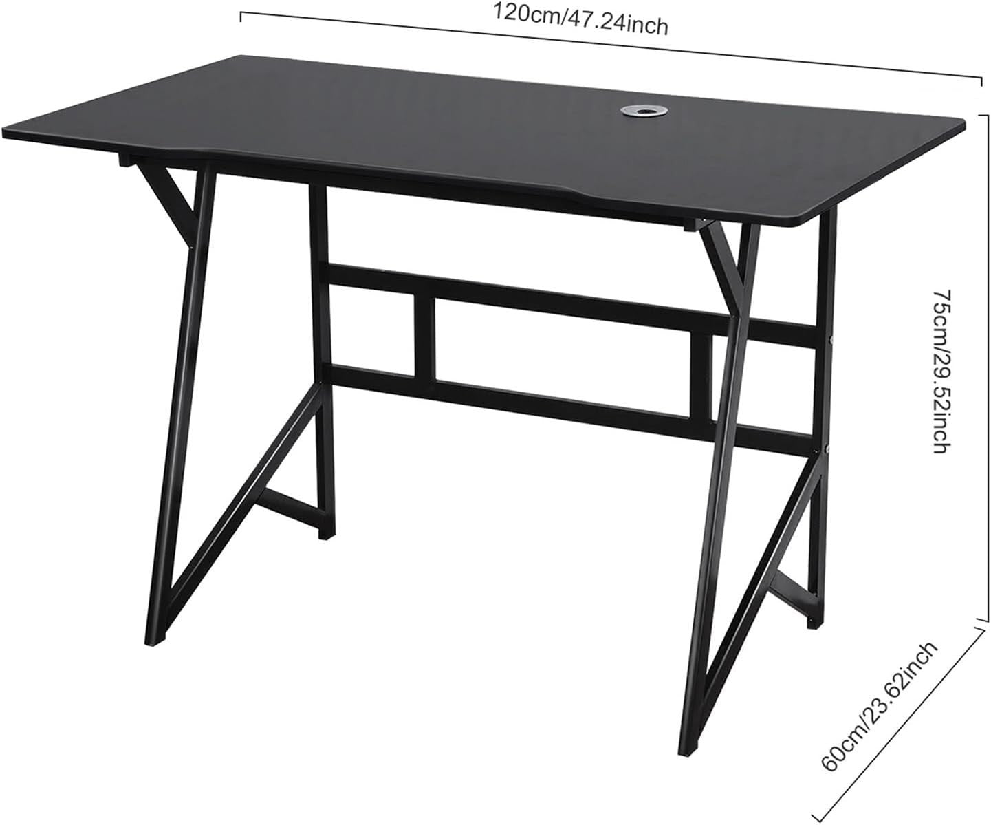 Gaming Desk 140cm Metal Frame Ergonomic Computer Table for Home Office