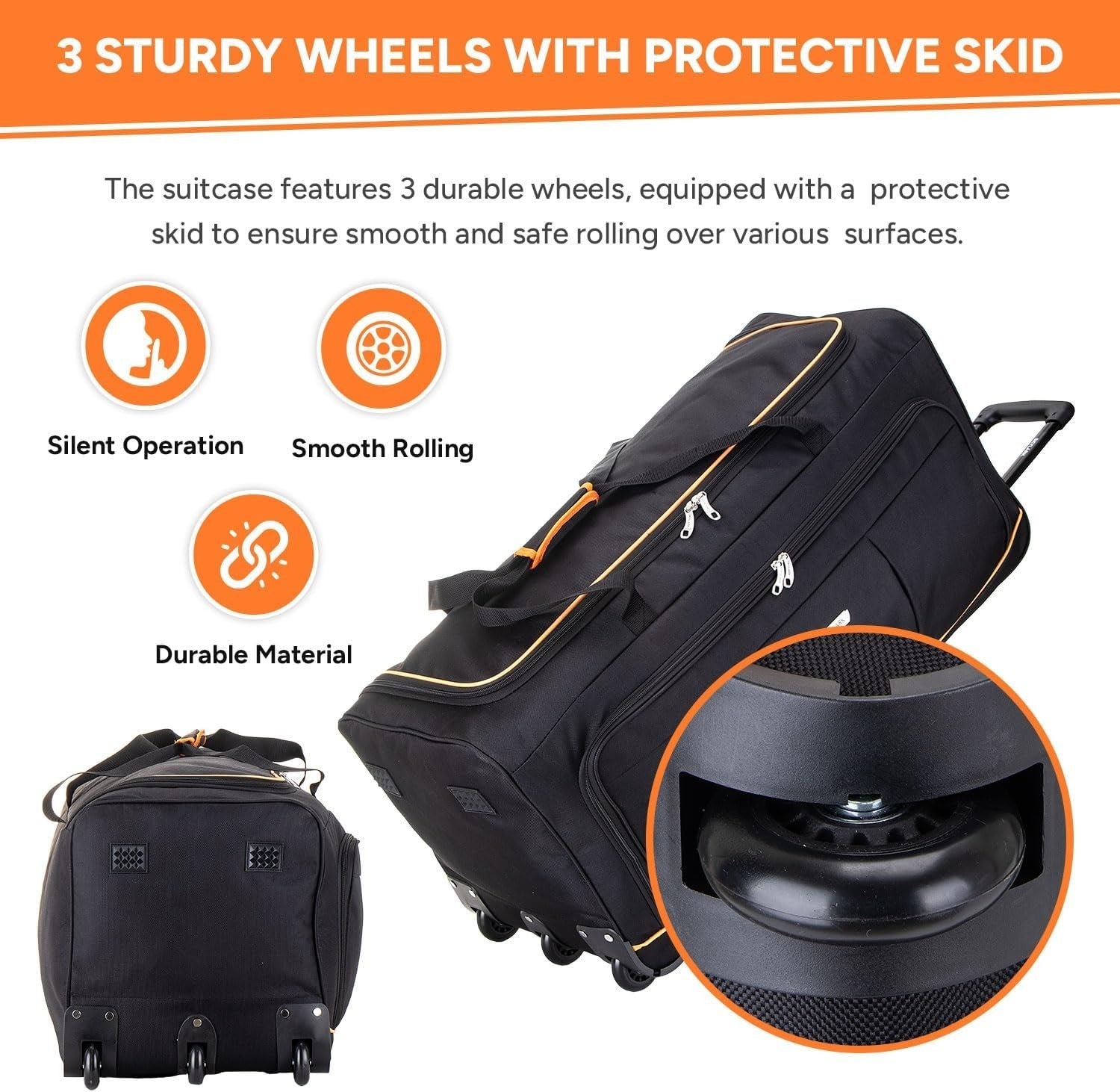 36” Extra Large Travel Duffle on Wheels Lightweight Holdall Bag 155L