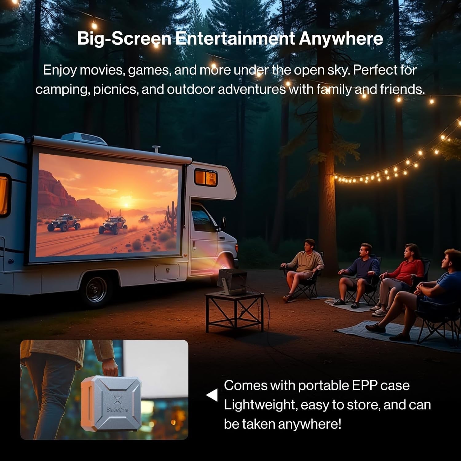 Netflix Smart Projector 1080P 4K Support 600 ISO WiFi Bluetooth 360°