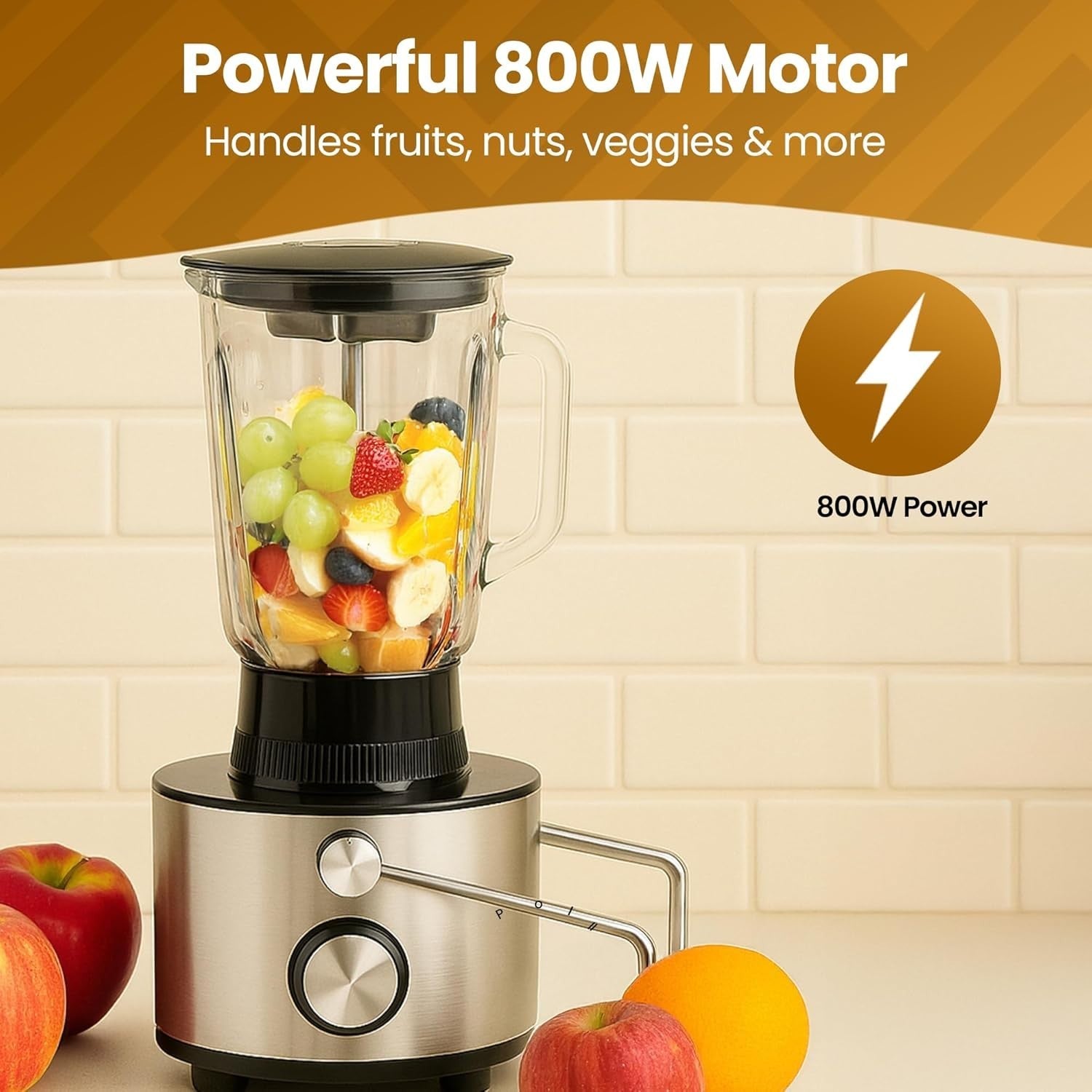 3 in 1 Juicer Blender Grinder 800W Glass Jug Pulse Smoothie Ice