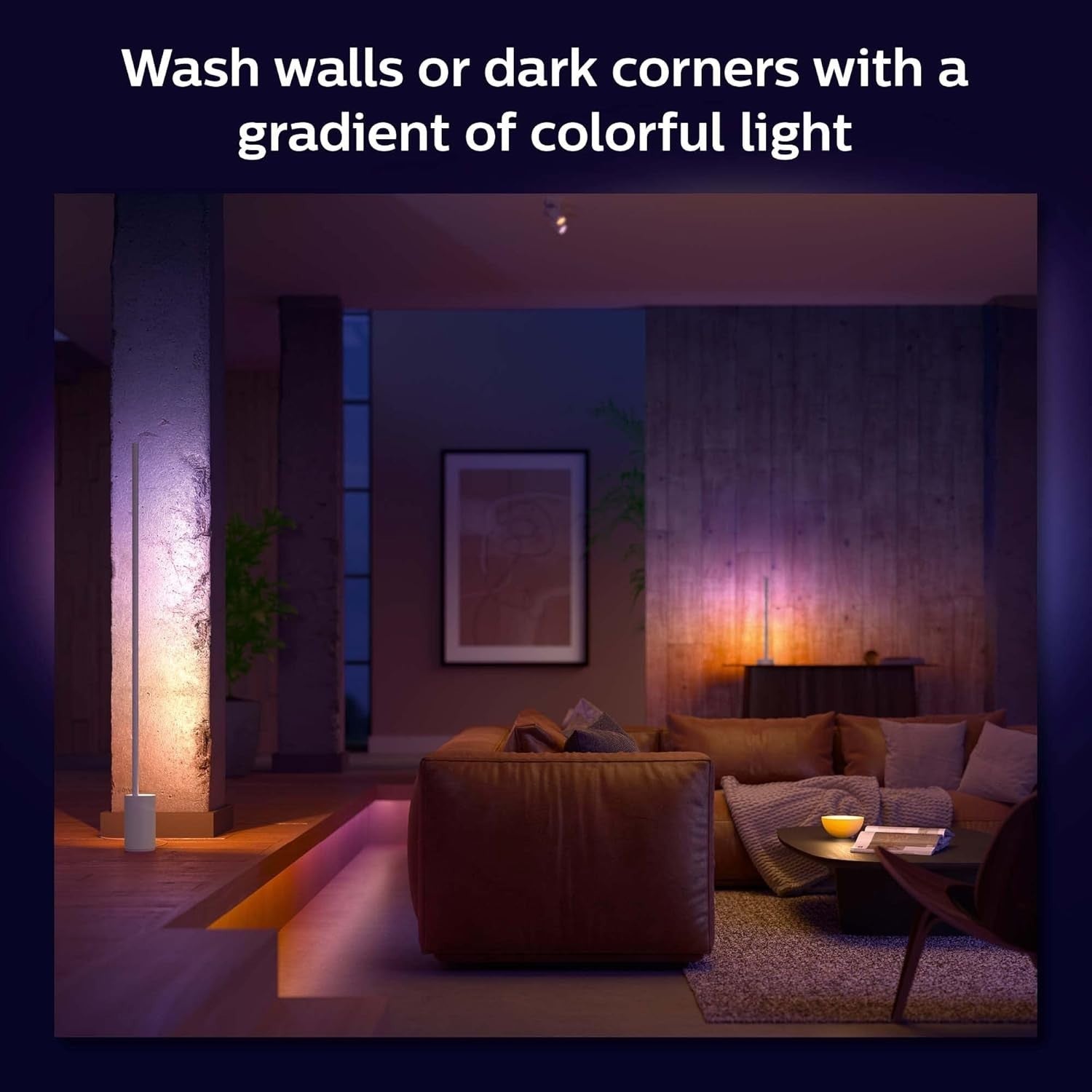 Smart Gradient LED Floor Lamp with Voice & App Control, 11x11x146cm