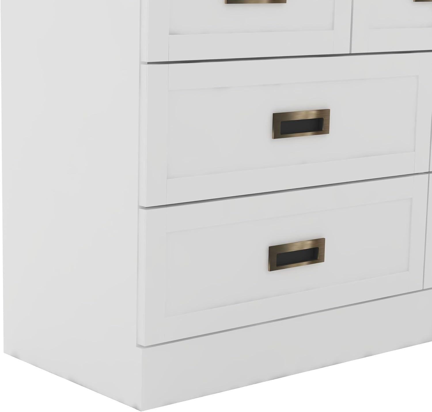 Wide Chest of Drawers 7 Drawer Unit White Oak Storage Cabinet Bedroom