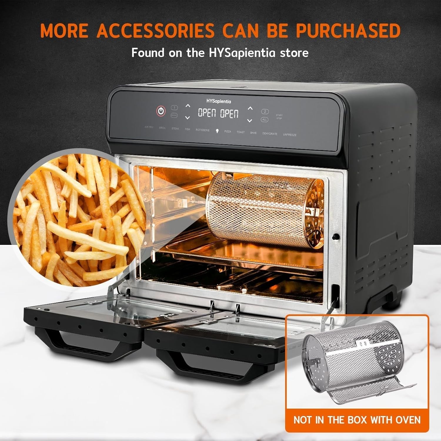 22L Dual Zone Air Fryer Oven 2400W Rotisserie 10in1 + Accessories