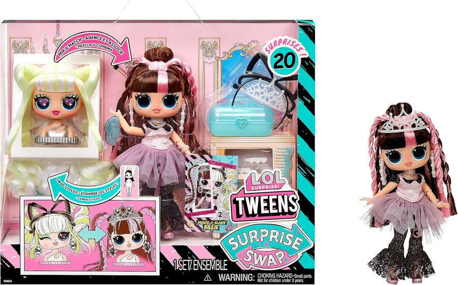 Swap Head Fashion Doll Styling Head 20+ Surprises Outfits Set