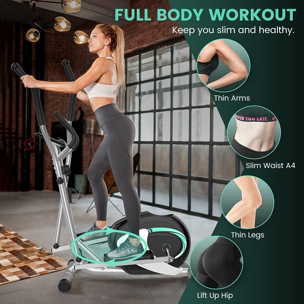 Quiet Elliptical Cross Trainer 8 - Level Magnetic Resistance Home Gym