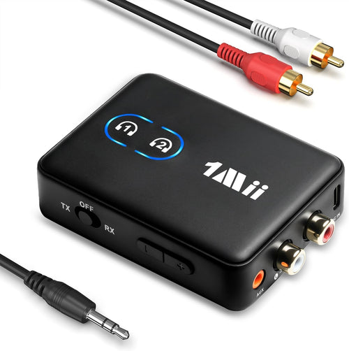 Bluetooth 5.3 Transmitter Receiver Black RCA AUX Dual Link aptX HD