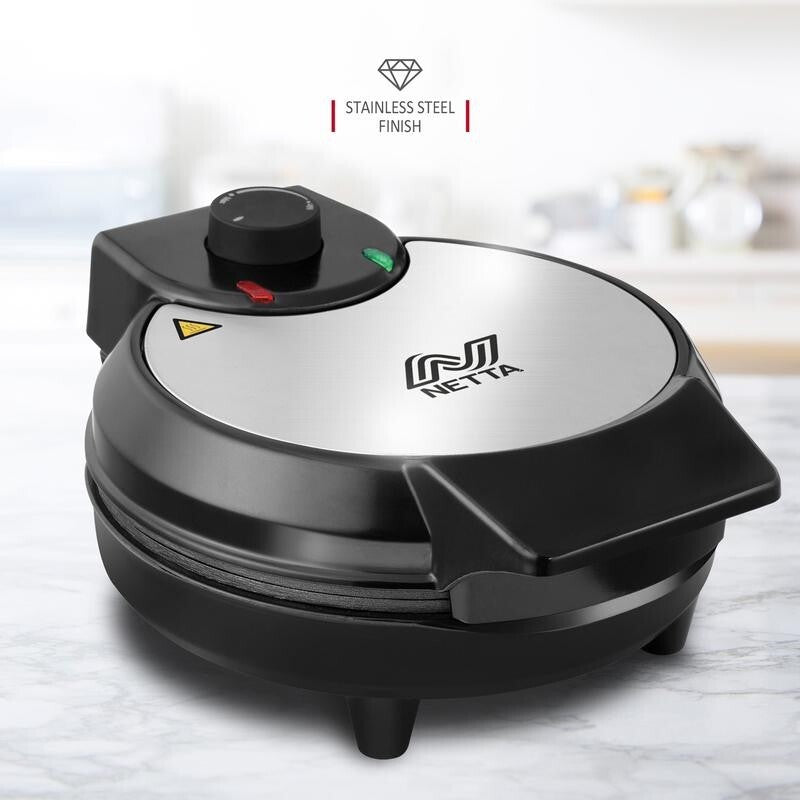 NETTA 700W Waffle Maker Non-Stick Iron Adjustable Temp Compact Breakfast Grill