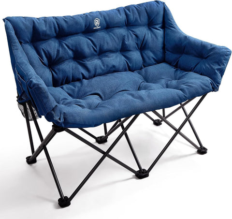 Heavy Duty Double Folding Camping Chair 300kg Capacity Outdoor Garden Sofa