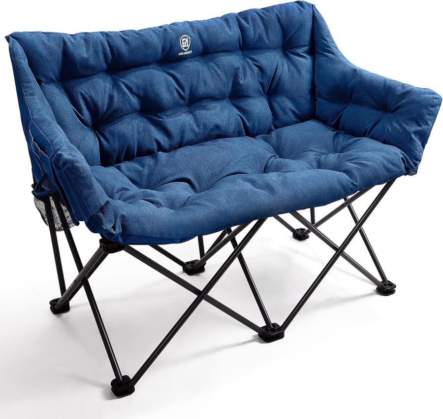 Heavy Duty Double Folding Camping Chair 300kg Capacity Outdoor Garden Sofa