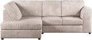 Cream Jumbo Cord LHF Corner Sofa 3-Seater Memory Foam Space Saver UK