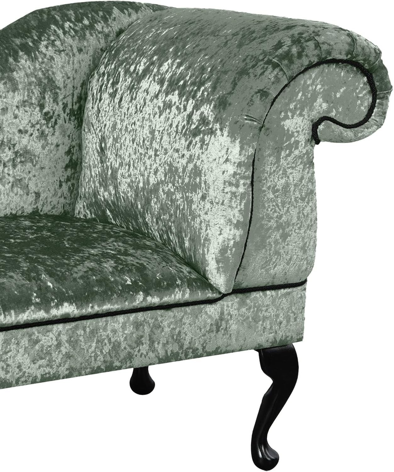 Shimmer Velvet Chaise Lounge Sofa Right Hand – Apple Green, UK Handmade