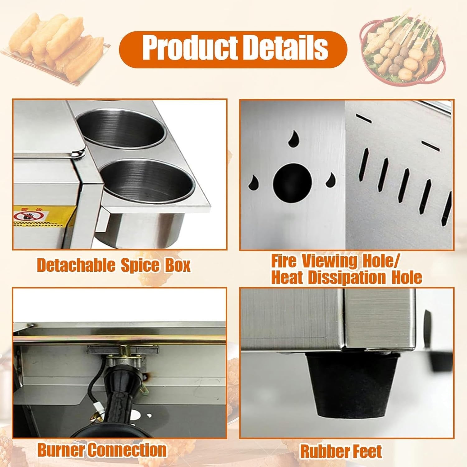 LPG Gas Twin Tank Chip Fryer 20L Stainless Steel Commercial Use