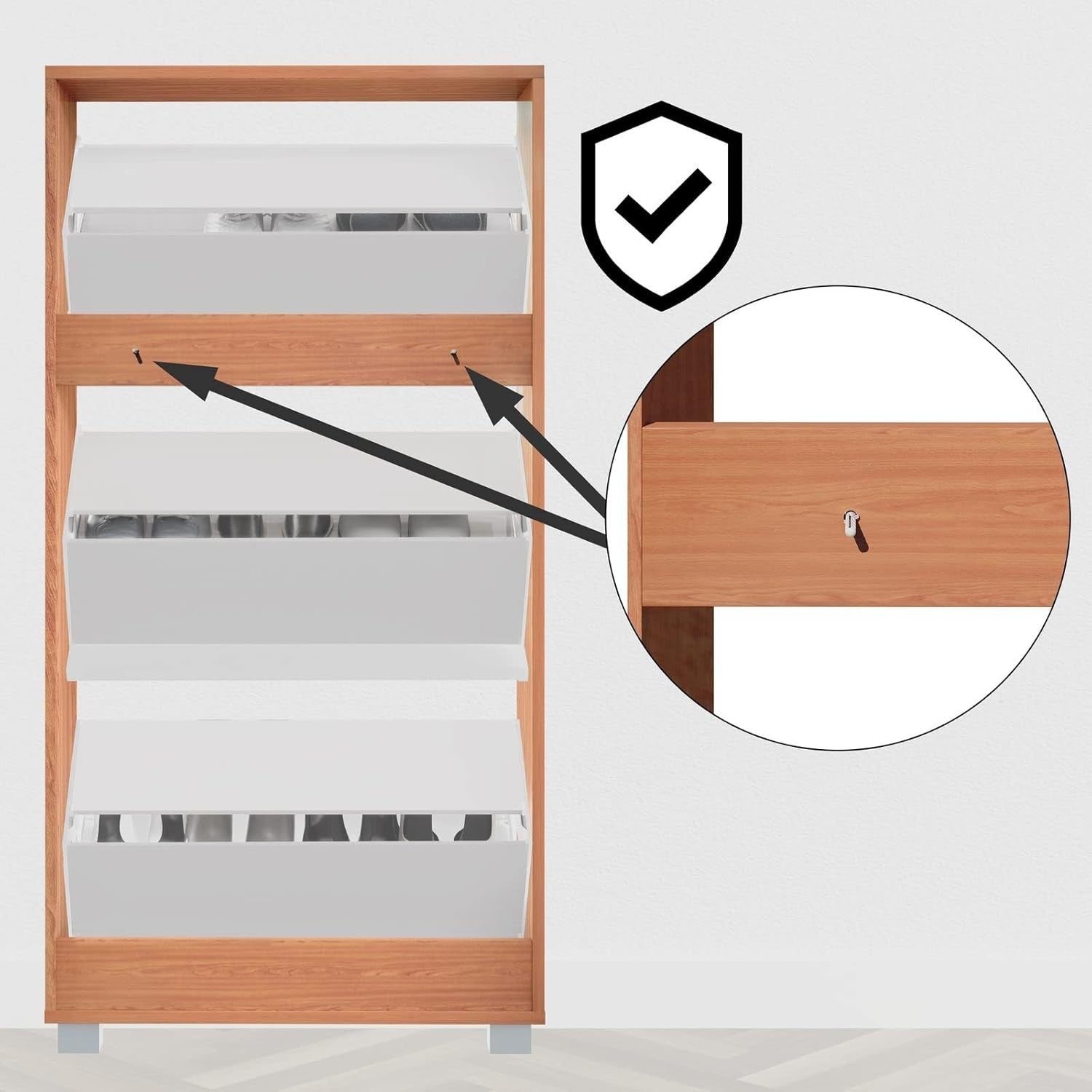 Modern 3 Door Shoe Storage Cabinet – Space Saving Hallway Cupboard 115x60x24cm