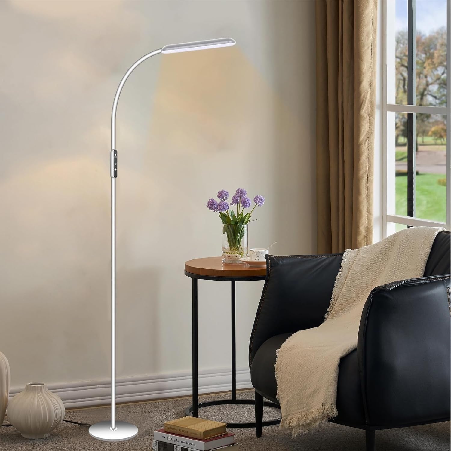Dimmable Floor Lamp Touch Control Adjustable Reading Standing Lamp White