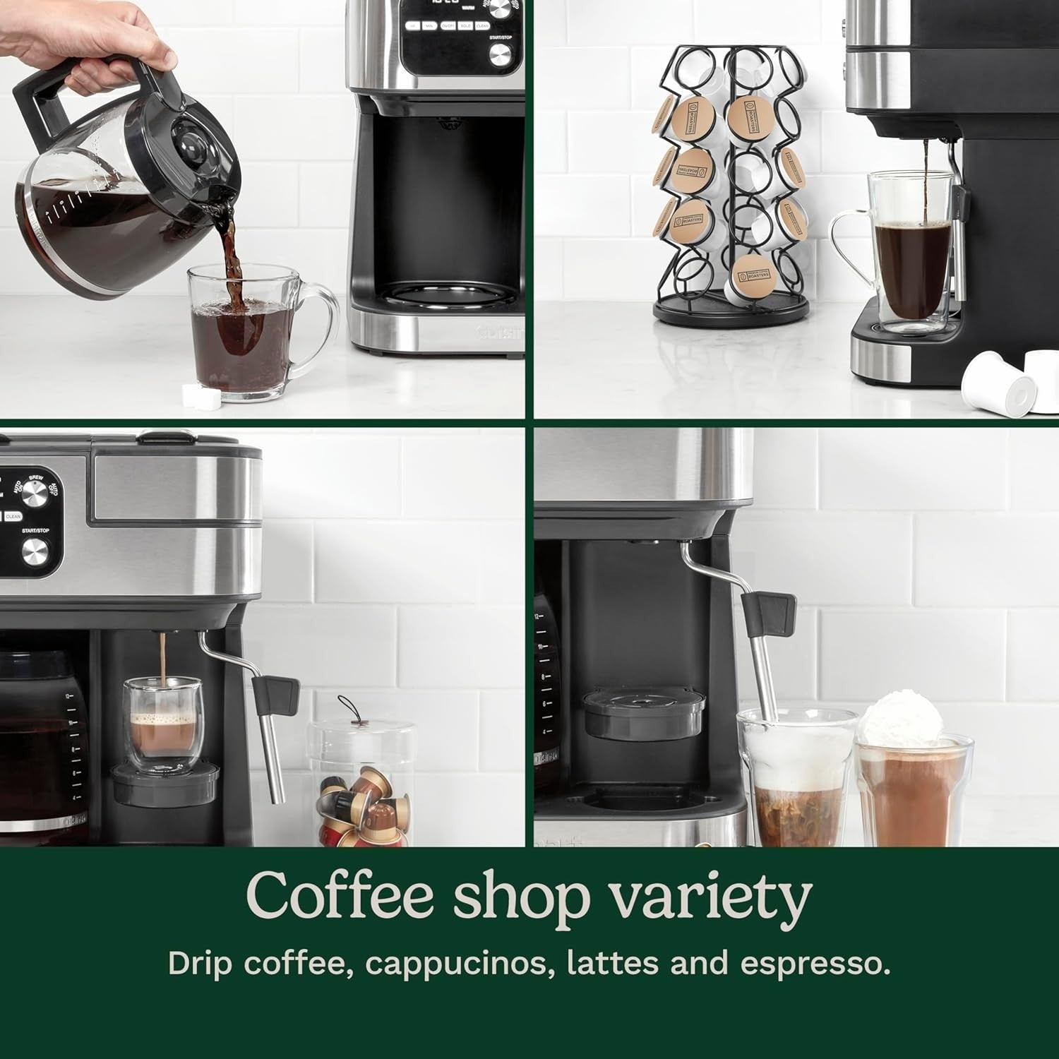 4-in-1 Barista Coffee Maker With Frother Drip & Capsule Compatible 72oz Tank