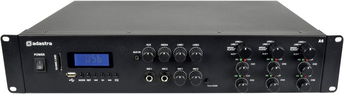 6-Channel Multi-Zone Stereo Amplifier 6x200W Bluetooth FM USB SD
