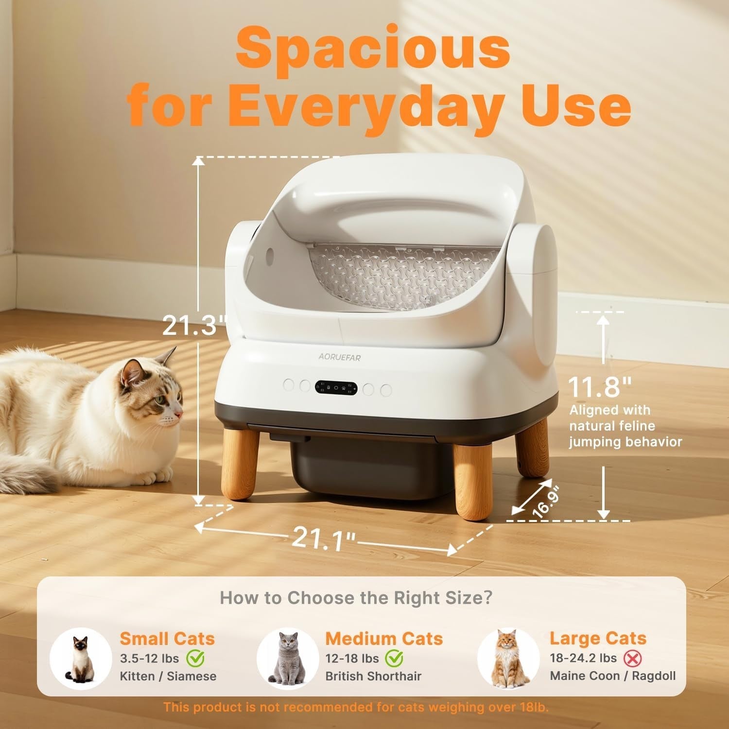Self Cleaning Cat Litter Box WiFi App Control Odor Control XL Tray