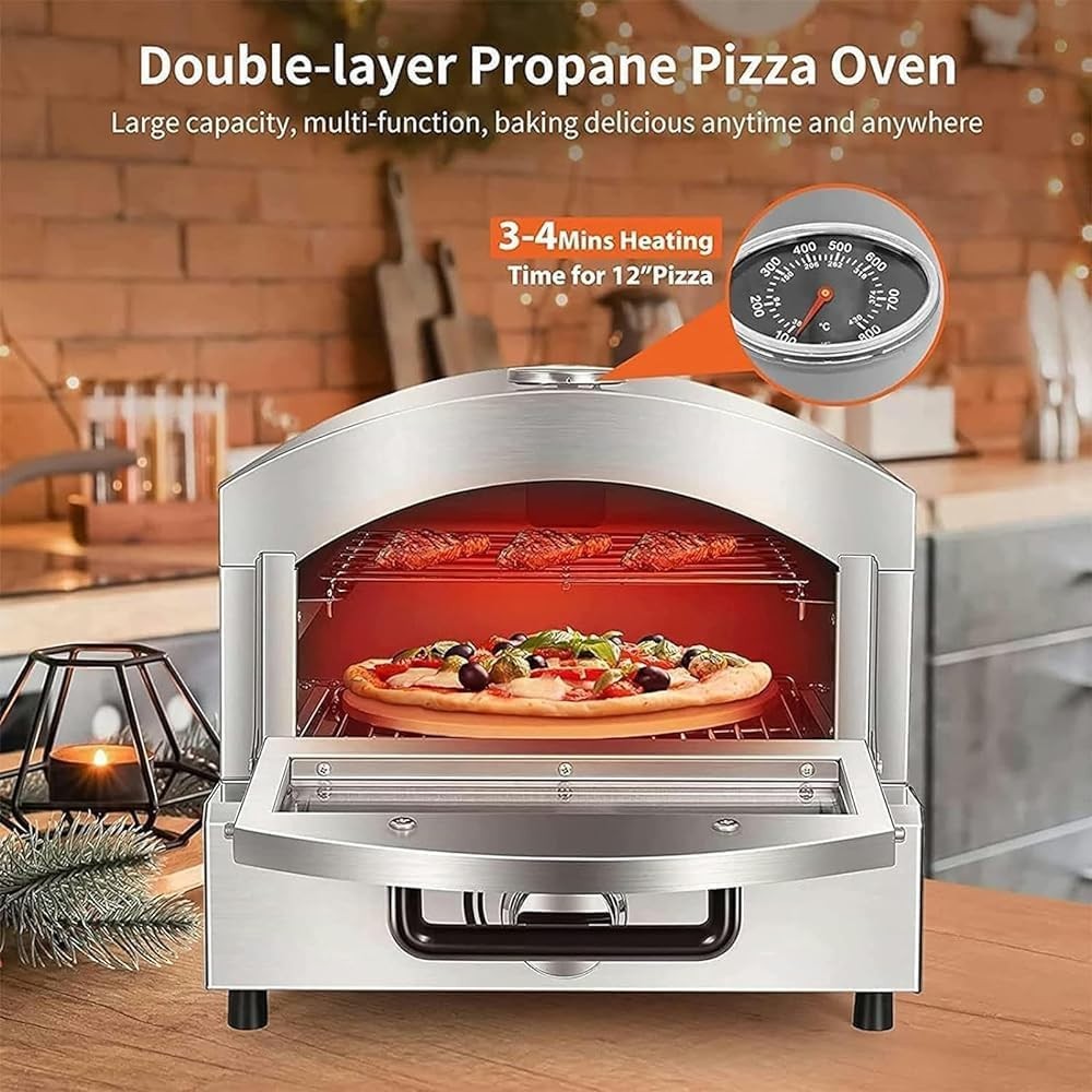 Stainless Steel Electric Pizza Oven | 360° Heating Commercial Pizza Maker 500°C