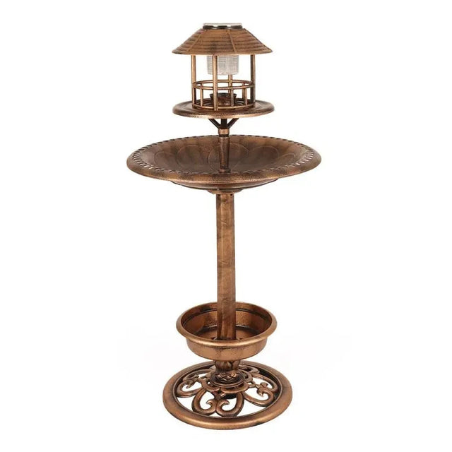 110cm Resin Garden Bird Bath Table Feeder with Solar Light Outdoor