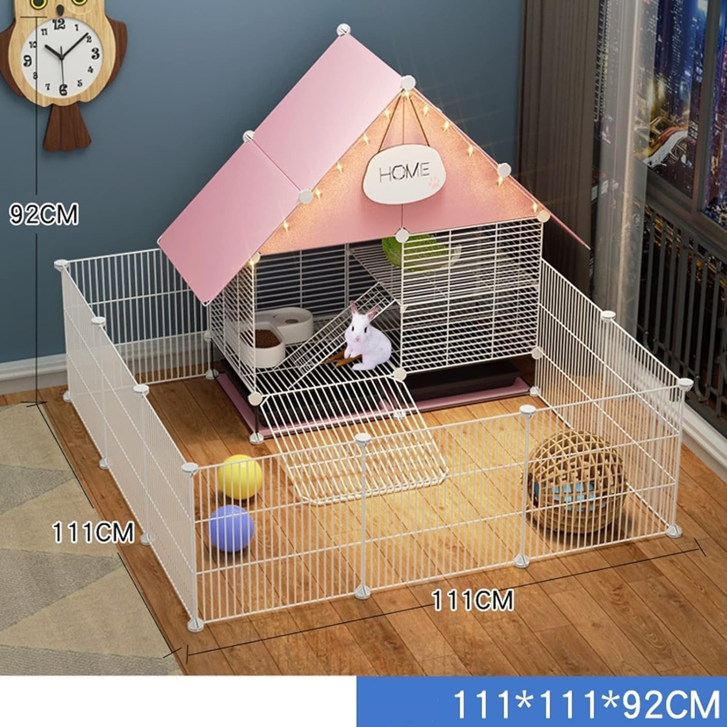 2-Story Rabbit Cage Indoor Large Hutch With Trays Secure Pet Enclosure