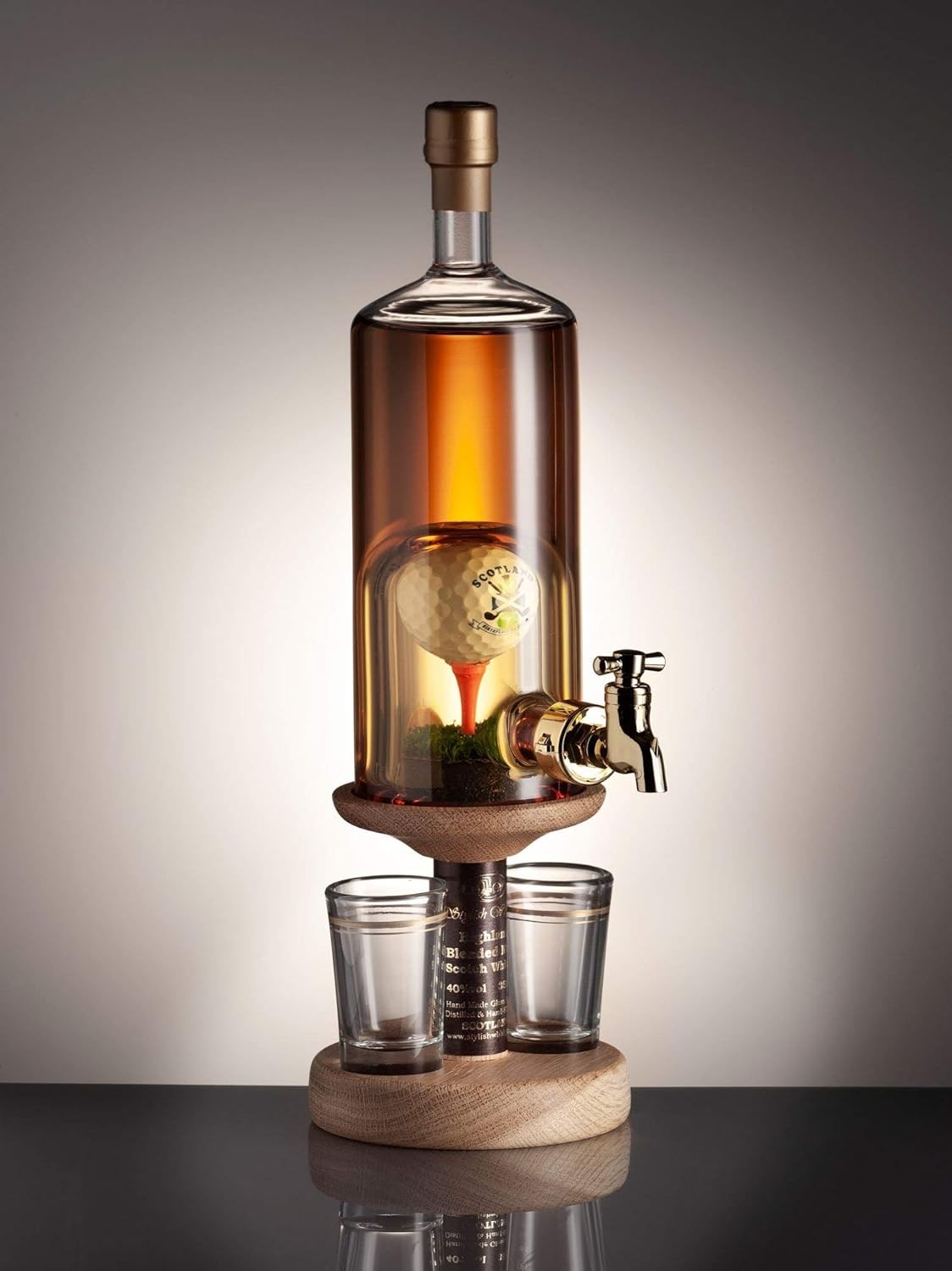 Golf Ball Whisky Decanter Dispenser With Stand Tap Glass Gift Set