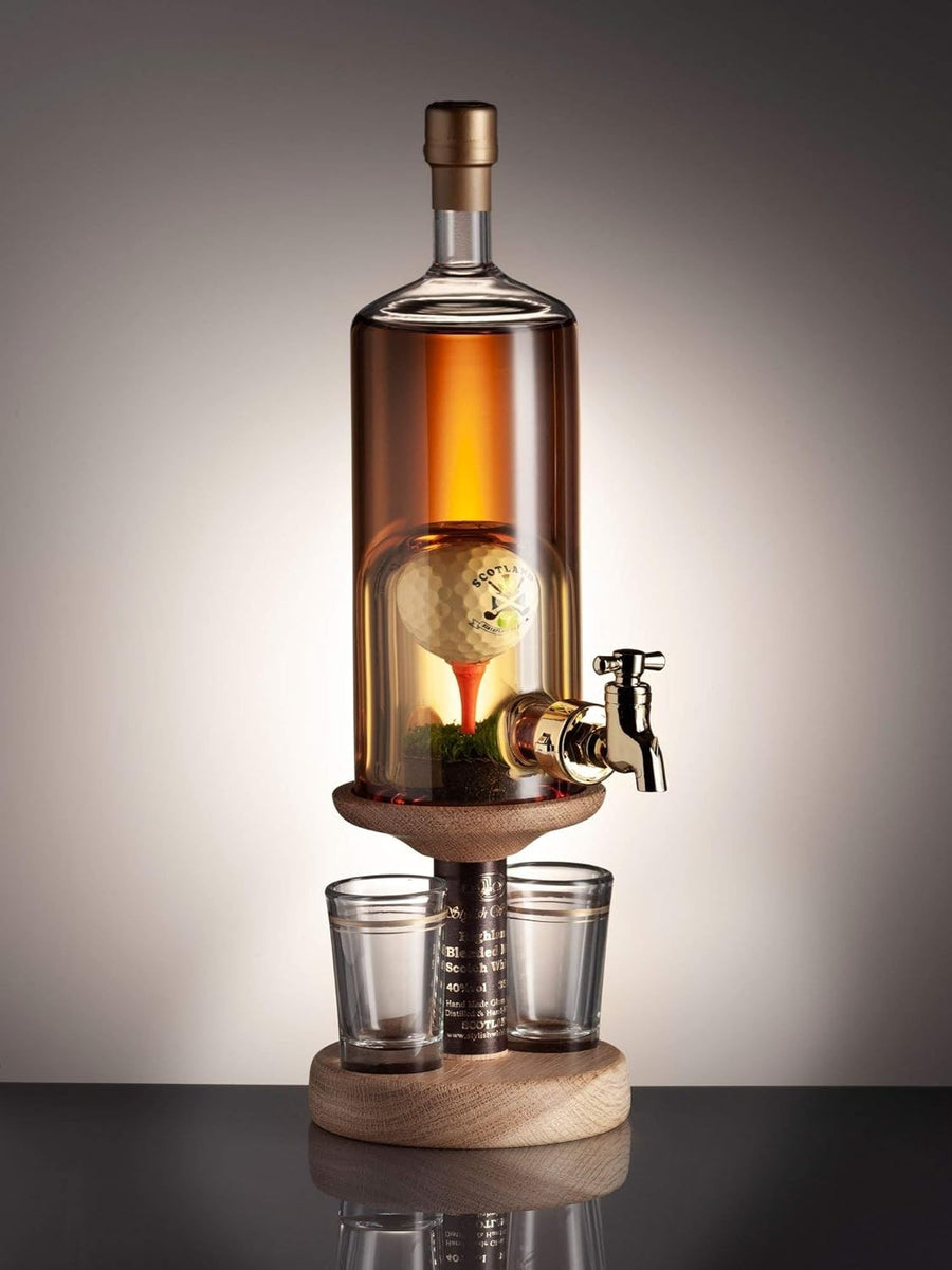 Golf Ball Whisky Decanter Dispenser With Stand Tap Glass Gift Set