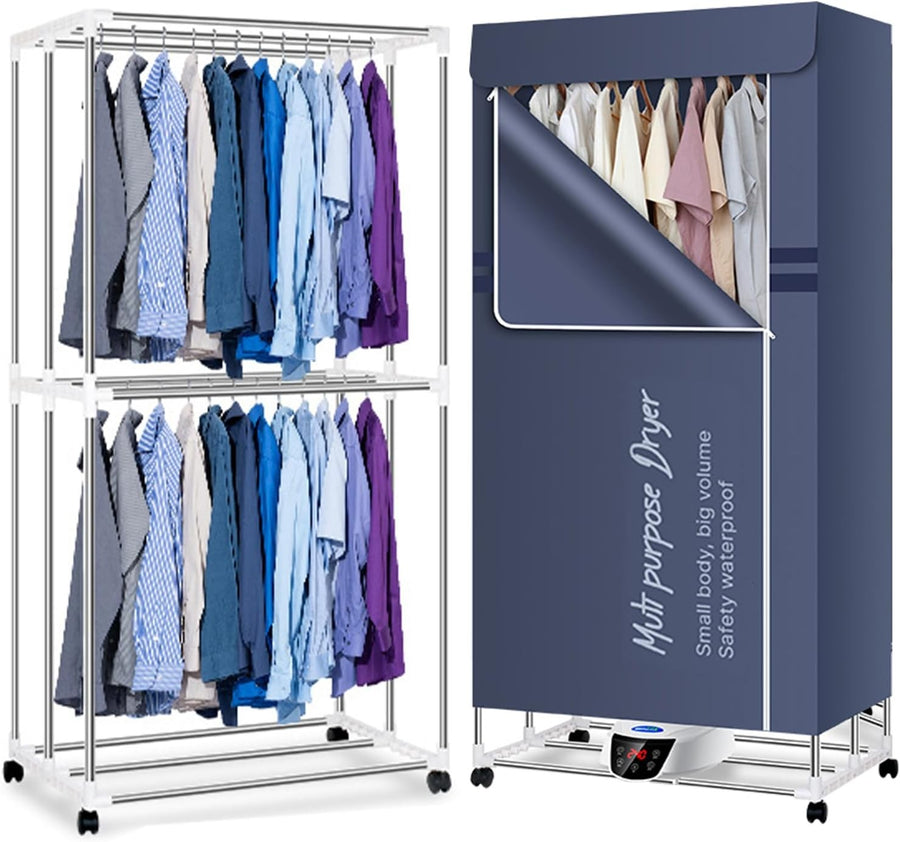 1500W Electric Clothes Dryer Cabinet Heated Airer 2 Tier Foldable Indoor