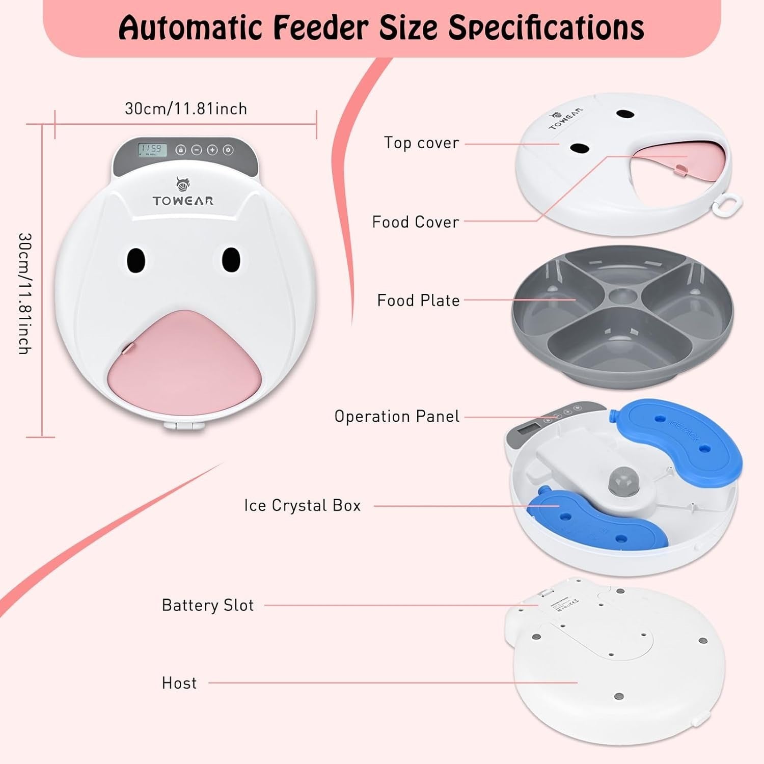 Automatic Pet Feeder Timer 4 Meal Wet Dry Food Dispenser Ice Packs