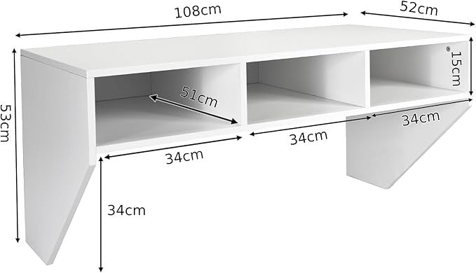 Wall Mounted Floating Desk Laptop Table Storage Shelves Space Saving