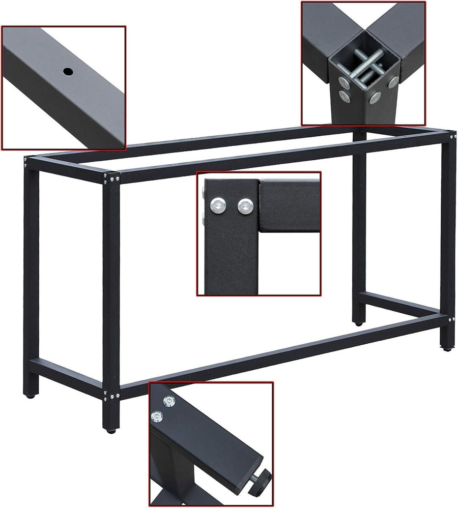 Heavy Duty Steel Workbench Frame 100x50x80cm Adjustable Table Base Garage