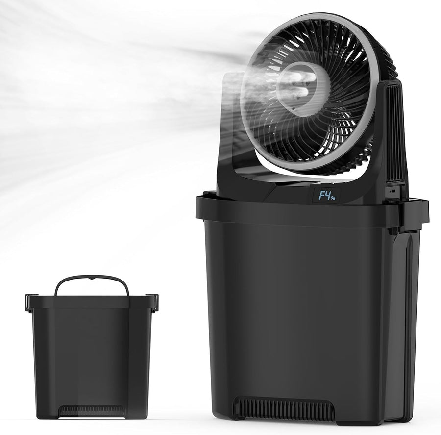 Portable Air Cooler Fan Black – 3in1 Misting 20000mAh Battery 7L Tank 30dB Quiet