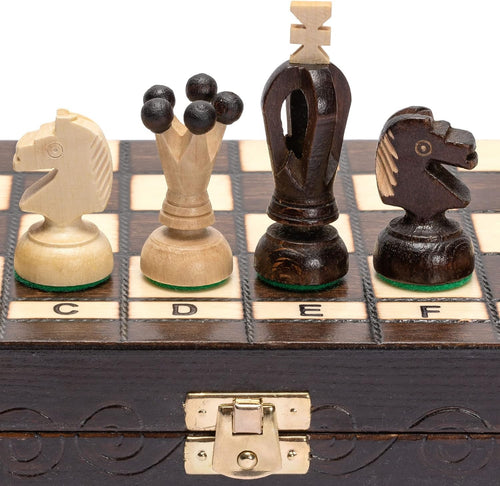 Small Wooden Chess Set 28cm • Handcrafted Pieces • Folding Board Gift