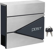 Wall Mounted Lockable Mailbox Waterproof Stainless Steel Post Box Large Capacity