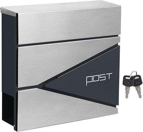 Wall Mounted Lockable Mailbox Waterproof Stainless Steel Post Box Large Capacity
