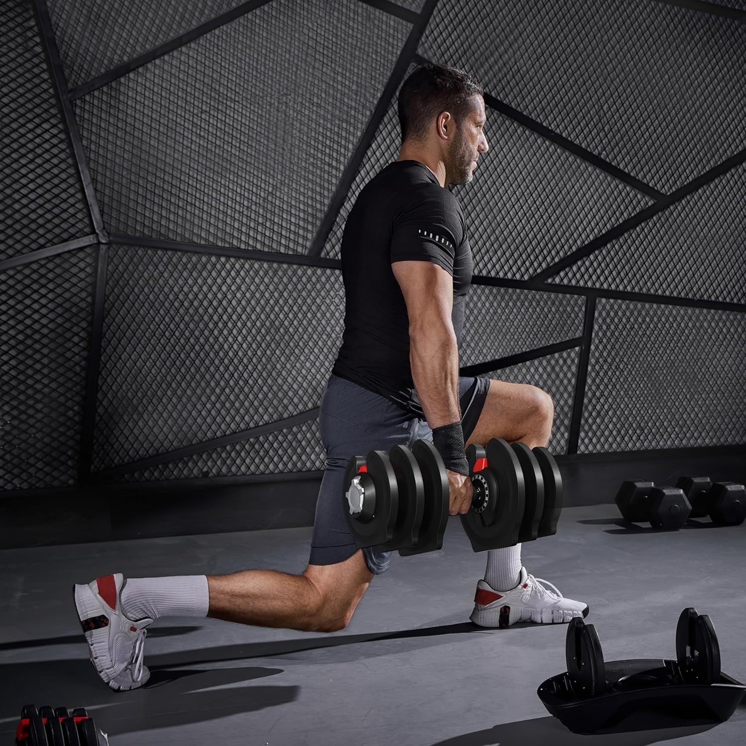 40kg Adjustable Dumbbell Pair 16-in-1 One-Second Dial Home Gym