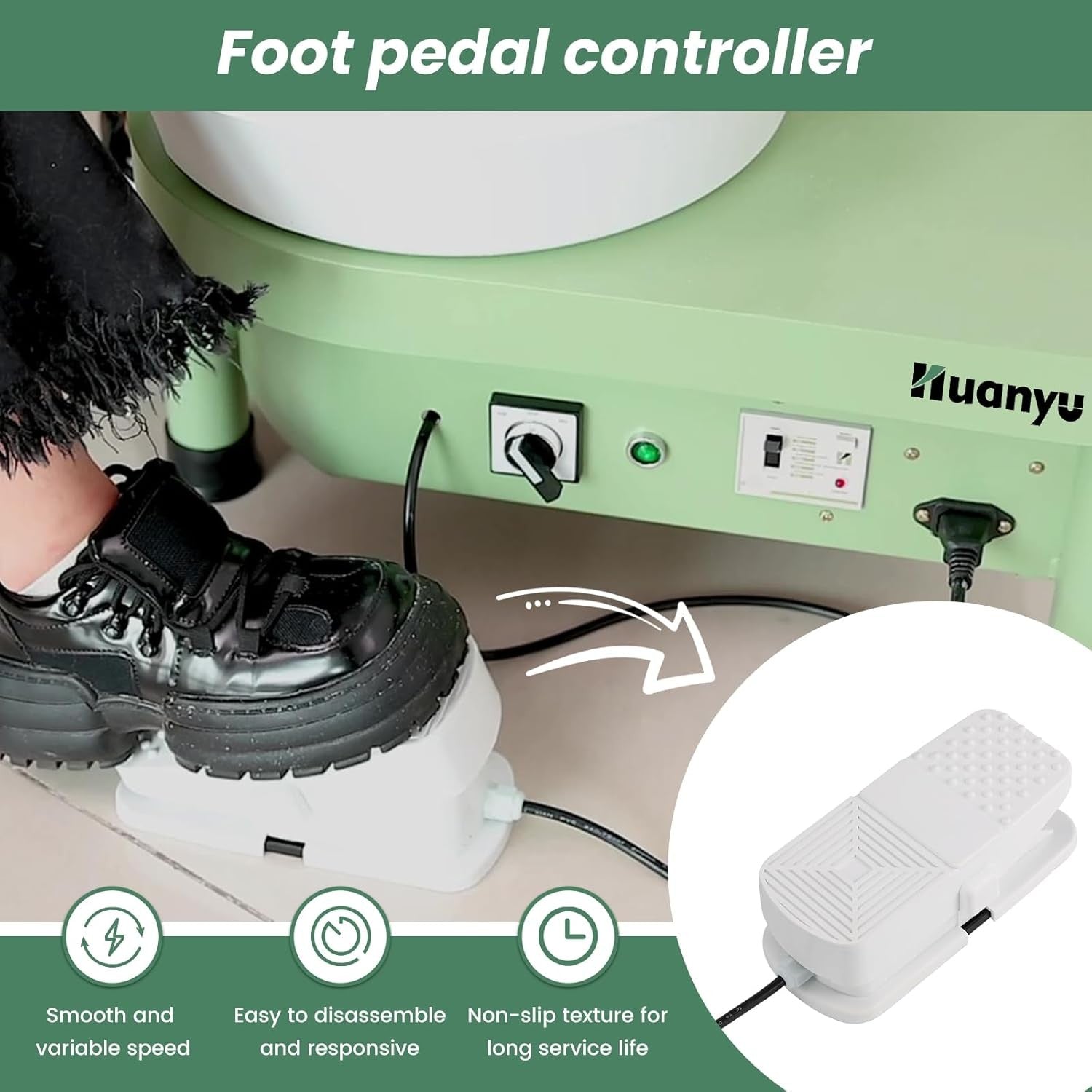 Electric Pottery Wheel Machine 10in with Foot Pedal for Home Studio Ceramics