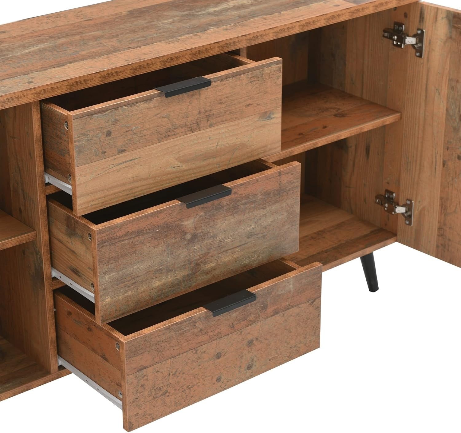 Rustic Sideboard Cabinet 2 Door 3 Drawer TV Unit Storage Adjustable Shelf